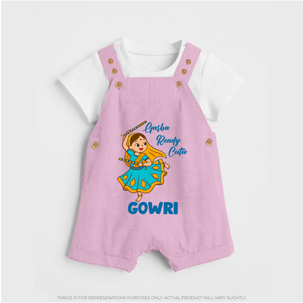 Garba Groove Team Personalized Dungaree - BABY PINK - 0 - 5 Months Old (Chest 18")