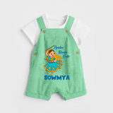 Garba Ready Cutie Dungaree Set | Custom Baby Dungaree Set for Garba and Navratri - GREEN - 0 - 5 Months Old (Chest 18")