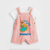 Garba Ready Cutie Dungaree Set | Custom Baby Dungaree Set for Garba and Navratri - PEACH - 0 - 5 Months Old (Chest 18")
