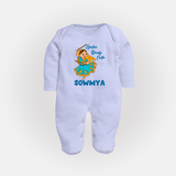 Garba Ready Cutie Sleep suit/full sleeve body suit | Custom Baby Sleep suit/full sleeve body suit for Garba and Navratri - BABY BLUE - New Born (Chest 7.5")