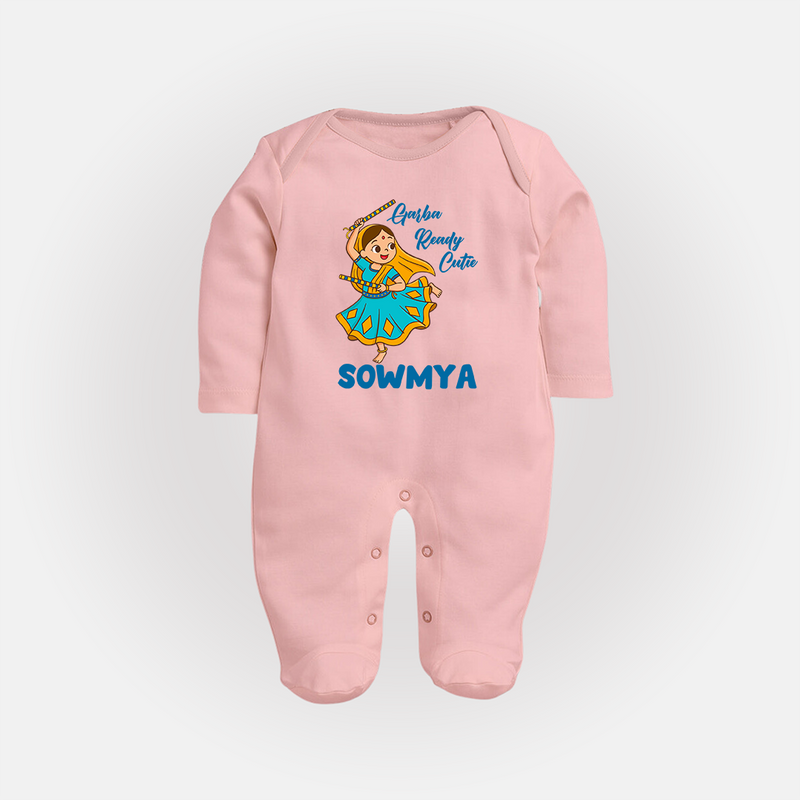 Garba Ready Cutie Sleep suit/full sleeve body suit | Custom Baby Sleep suit/full sleeve body suit for Garba and Navratri - BABY PINK - New Born (Chest 7.5")