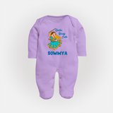 Garba Ready Cutie Sleep suit/full sleeve body suit | Custom Baby Sleep suit/full sleeve body suit for Garba and Navratri - LILAC - New Born (Chest 7.5")