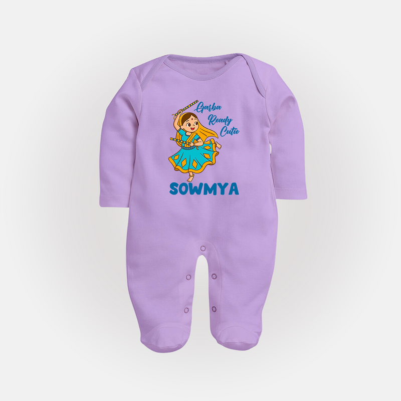 Garba Ready Cutie Sleep suit/full sleeve body suit | Custom Baby Sleep suit/full sleeve body suit for Garba and Navratri - LILAC - New Born (Chest 7.5")