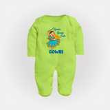 Garba Groove Team Personalized Full Body Suit - LIME GREEN - New Born (Chest 7.5")