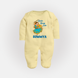 Garba Ready Cutie Sleep suit/full sleeve body suit | Custom Baby Sleep suit/full sleeve body suit for Garba and Navratri - PASTEL YELLOW - New Born (Chest 7.5")