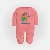Garba Ready Cutie Sleep suit/full sleeve body suit | Custom Baby Sleep suit/full sleeve body suit for Garba and Navratri - PEACH - New Born (Chest 7.5")