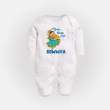 Garba Ready Cutie Sleep suit/full sleeve body suit | Custom Baby Sleep suit/full sleeve body suit for Garba and Navratri - WHITE - New Born (Chest 7.5")