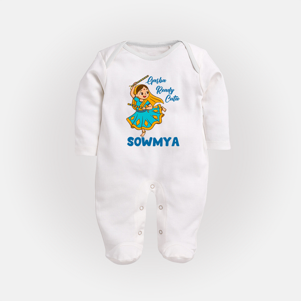Garba Ready Cutie Sleep suit/full sleeve body suit | Custom Baby Sleep suit/full sleeve body suit for Garba and Navratri - WHITE - New Born (Chest 7.5")