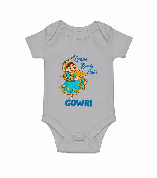 Garba Groove Team Personalized Romper - GREY - New Born (Chest 14")