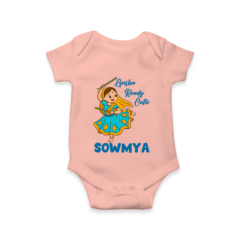 Garba Ready Cutie Romper/Onesie | Custom Baby Romper/Onesie for Garba and Navratri - PEACH - New Born (Chest 14")