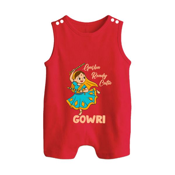 Garba Groove Team Personalized Button Romper - RED - New Born (Chest 18")