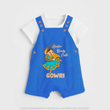 Garba Groove Team Personalized Dungaree - COBALT BLUE - 0 - 5 Months Old (Chest 18")