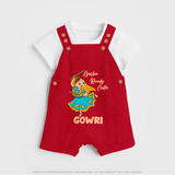 Garba Groove Team Personalized Dungaree - RED - 0 - 5 Months Old (Chest 18")