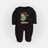 Garba Ready Cutie Sleep suit/full sleeve body suit | Custom Baby Sleep suit/full sleeve body suit for Garba and Navratri - BLACK - New Born (Chest 7.5")