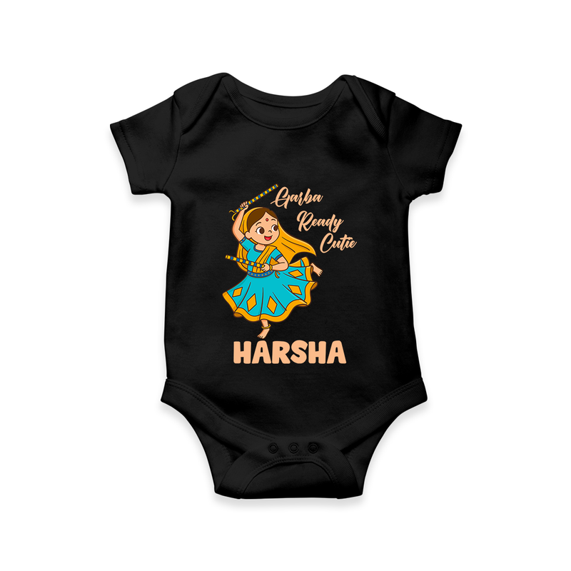 Garba Ready Cutie Romper/Onesie | Custom Baby Romper/Onesie for Garba and Navratri - BLACK - New Born (Chest 14")