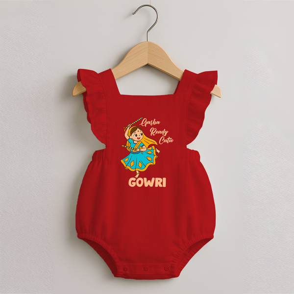 Garba Groove Team Personalized Romper Frock - RED - 0 - 3 Months Old (Chest 19")
