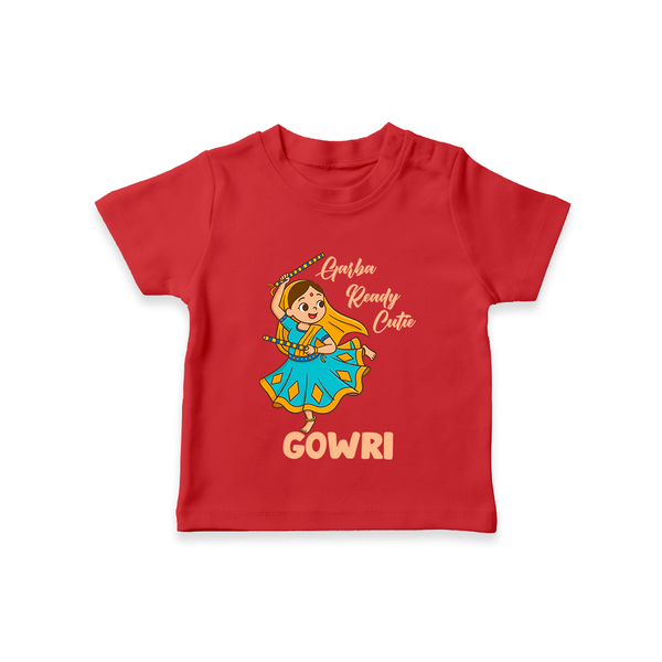 Garba Groove Team Personalized T Shirt - RED - 0-5 Months Old (Chest 17")