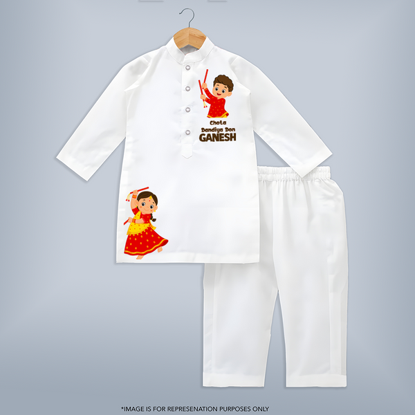Chota Dandiya Don Personalized Kurta Set - WHITE - 3 - 6 Months Old (Chest 24", Kurta Length 14'', Waist 19", Pant Length 14")