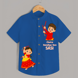 Chota Dandiya Don Shirt | Personalized Kids Shirt for Navratri Celebration - COBALT BLUE - 0 - 6 Months Old (Chest 23")