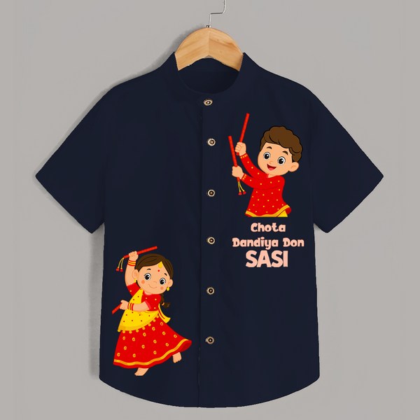 Chota Dandiya Don Shirt | Personalized Kids Shirt for Navratri Celebration - NAVY BLUE - 0 - 6 Months Old (Chest 23")