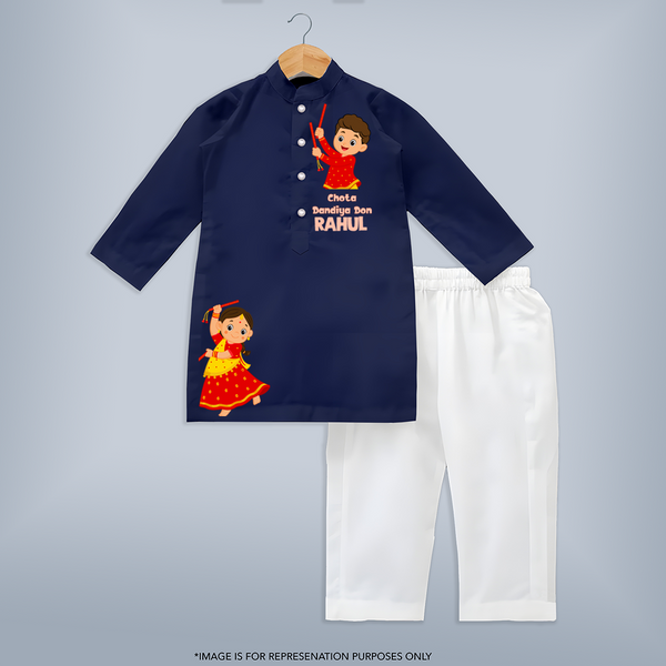 Chota Dandiya Don Personalized Kurta Set - NAVY BLUE - 3 - 6 Months Old (Chest 24", Kurta Length 14'', Waist 19", Pant Length 14")