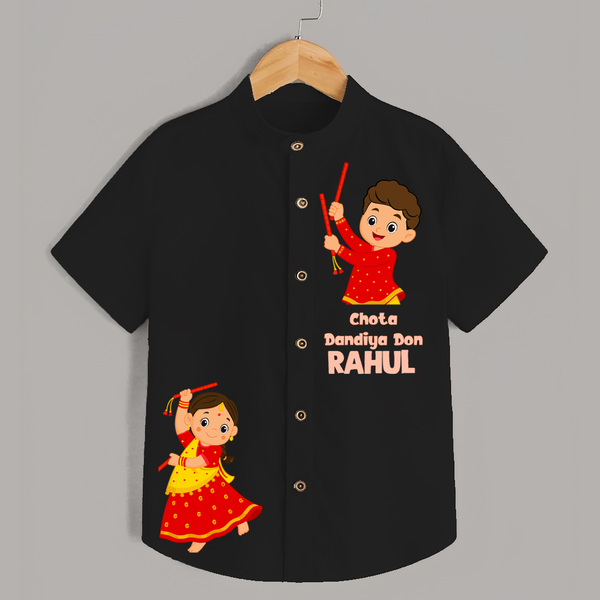 Chota Dandiya Don Personalized Shirt - BLACK - 0 - 6 Months Old (Chest 23")