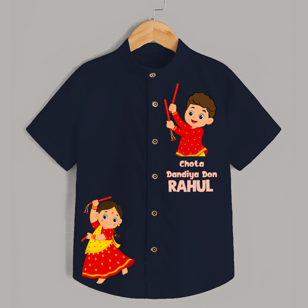 Chota Dandiya Don Personalized Shirt - NAVY BLUE - 0 - 6 Months Old (Chest 23")