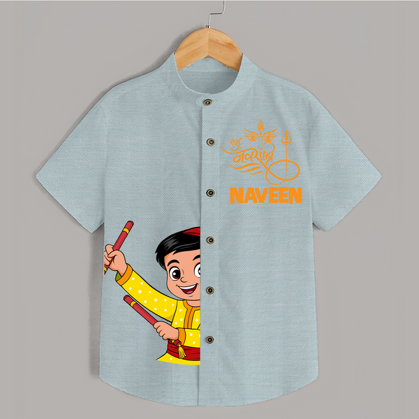 Happy Navratri Shirt | Custom Kids Shirt for Festival Fun - ARCTIC BLUE - 0 - 6 Months Old (Chest 23")