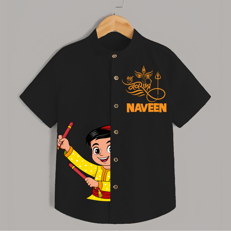 Happy Navratri Shirt | Custom Kids Shirt for Festival Fun - BLACK - 0 - 6 Months Old (Chest 23")