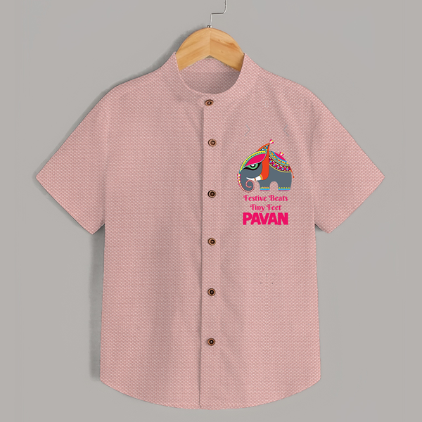 Festive Beats Tiny Feet Personalized Shirt - PEACH - 0 - 6 Months Old (Chest 23")