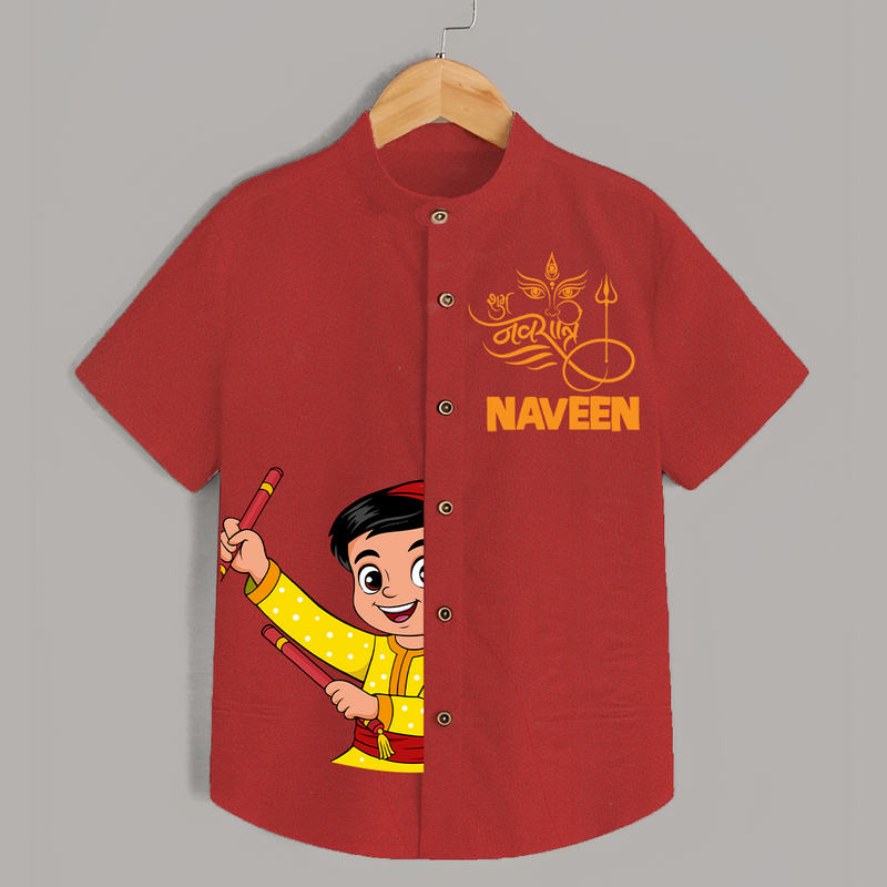Happy Navratri Shirt | Custom Kids Shirt for Festival Fun - RED - 0 - 6 Months Old (Chest 23")