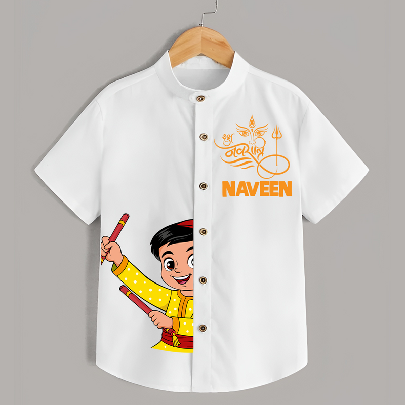 Happy Navratri Shirt | Custom Kids Shirt for Festival Fun - WHITE - 0 - 6 Months Old (Chest 23")