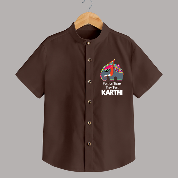 Festive Beats Tiny Feet Personalized Shirt - CHOCOLATE BROWN - 0 - 6 Months Old (Chest 23")