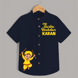 Little Garba Rockstar Shirt | Personalized Kids Shirt for Dancing and Celebration - NAVY BLUE - 0 - 6 Months Old (Chest 23")