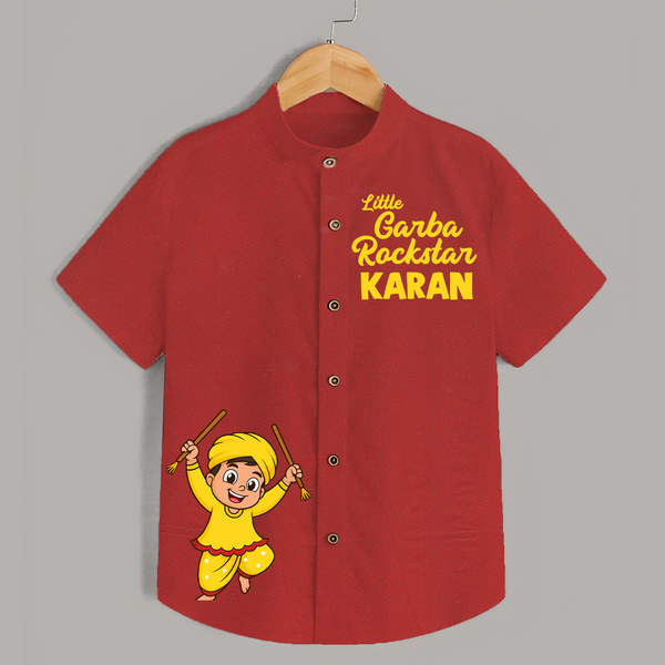 Little Garba Rockstar Shirt | Personalized Kids Shirt for Dancing and Celebration - RED - 0 - 6 Months Old (Chest 23")