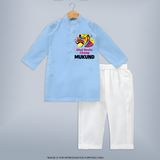 Dhol Beats Champ Personalized Kurta Set - BABY BLUE - 3 - 6 Months Old (Chest 24", Kurta Length 14'', Waist 19", Pant Length 14")