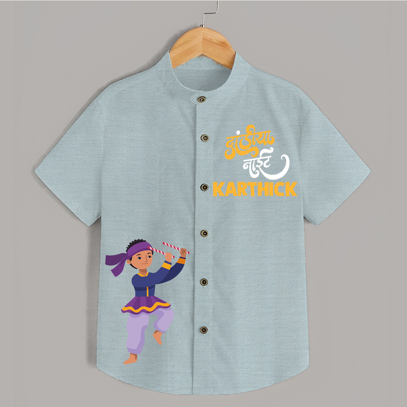Dholiya Shirt | Custom Kids Shirt for Navratri and Dandiya Nights - ARCTIC BLUE - 0 - 6 Months Old (Chest 23")