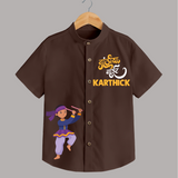 Dholiya Shirt | Custom Kids Shirt for Navratri and Dandiya Nights - CHOCOLATE BROWN - 0 - 6 Months Old (Chest 23")