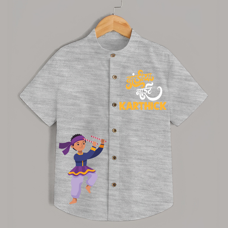 Dholiya Shirt | Custom Kids Shirt for Navratri and Dandiya Nights - GREY - 0 - 6 Months Old (Chest 23")