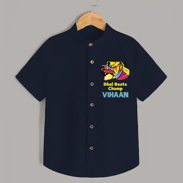 Dhol Beats Champ Personalized Shirt - NAVY BLUE - 0 - 6 Months Old (Chest 23")
