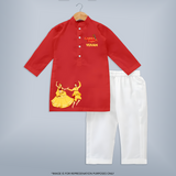 Garba Night Personalized Kurta Set - RED - 3 - 6 Months Old (Chest 24", Kurta Length 14'', Waist 19", Pant Length 14")