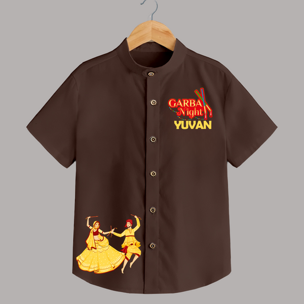 Garba Night Personalized Shirt - CHOCOLATE BROWN - 0 - 6 Months Old (Chest 23")