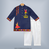 Little Dandiya Star Kurta | Custom Kids Kurta for Festival Fun - NAVY BLUE - 3 - 6 Months Old (Chest 24", Kurta Length 14'', Waist 19", Pant Length 14")