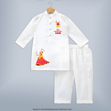 Little Dandiya Star Personalized Kurta Set - WHITE - 3 - 6 Months Old (Chest 24", Kurta Length 14'', Waist 19", Pant Length 14")