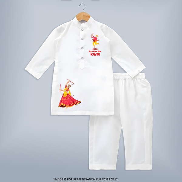 Little Dandiya Star Personalized Kurta Set - WHITE - 3 - 6 Months Old (Chest 24", Kurta Length 14'', Waist 19", Pant Length 14")