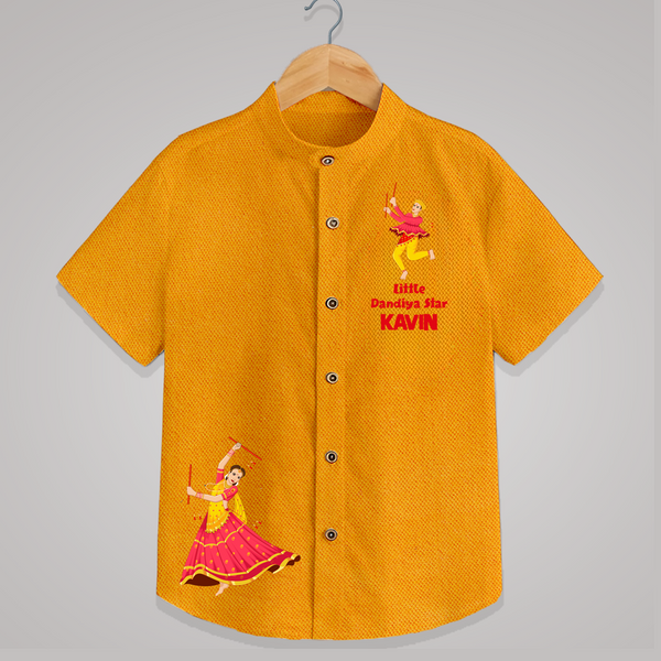 Little Dandiya Star Personalized Shirt - CHROME YELLOW - 0 - 6 Months Old (Chest 23")