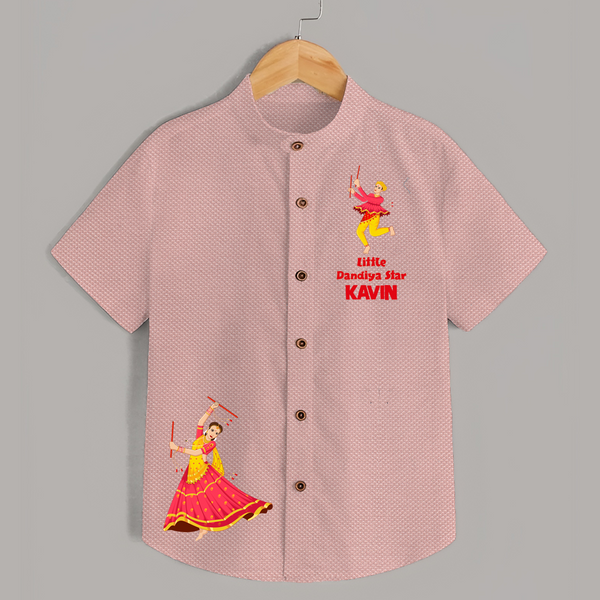 Little Dandiya Star Personalized Shirt - PEACH - 0 - 6 Months Old (Chest 23")