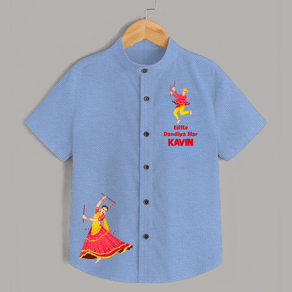 Little Dandiya Star Personalized Shirt - SKY BLUE - 0 - 6 Months Old (Chest 23")