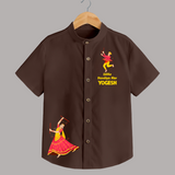 Little Dandiya Star Personalized Shirt - CHOCOLATE BROWN - 0 - 6 Months Old (Chest 23")