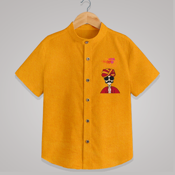 Dandiya Maharaja Personalized Shirt - CHROME YELLOW - 0 - 6 Months Old (Chest 23")